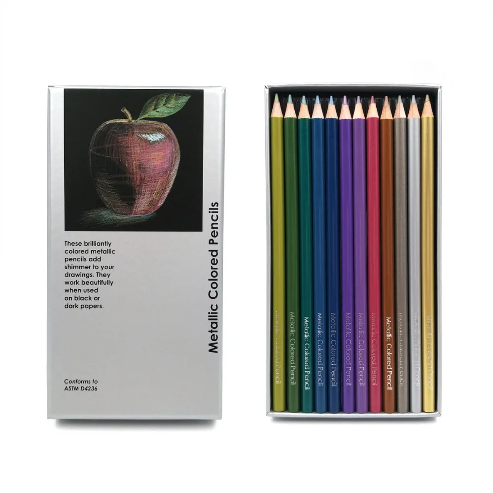 Regalo 12 set Colour Pencil Metallic Matita Colorata Marcatore Regalo 12 set Colour Pencil Metallic Matita Colorata Marcatore Carta Da Disegno Rifornimenti di Arte Matita Disegno A Matita di Colore Matite per il Nero in