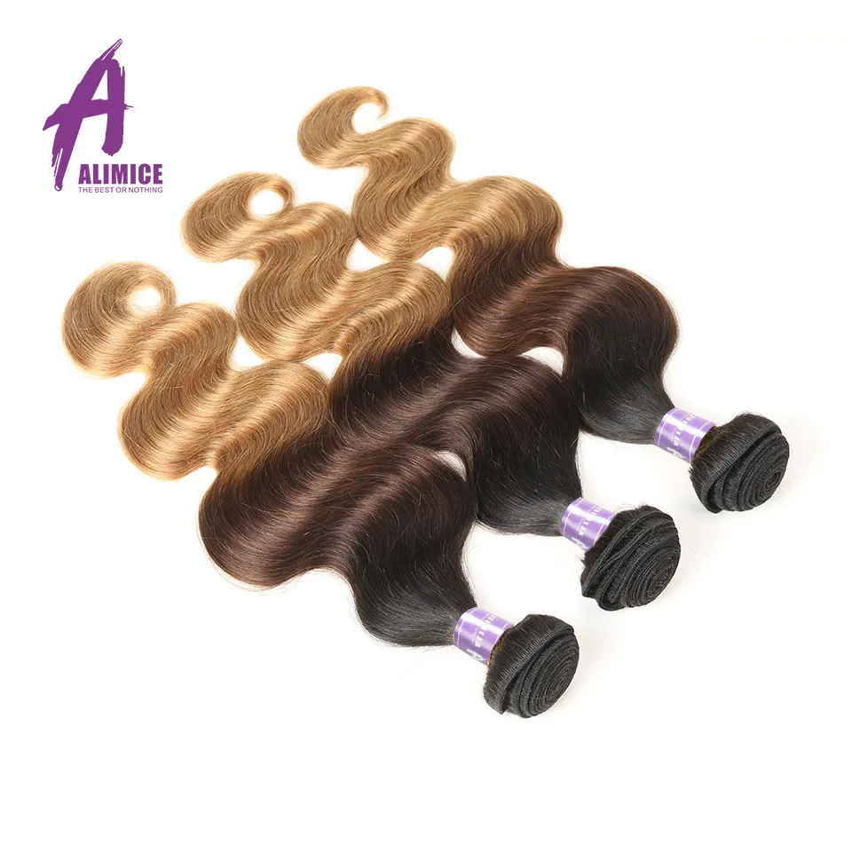 Ombre Human Hair Blonde 2 3 Bundles With Frontal T1B427 Non Remy Brazilian Hair Weave Body Wave Bundles with Frontal Alimice (7)