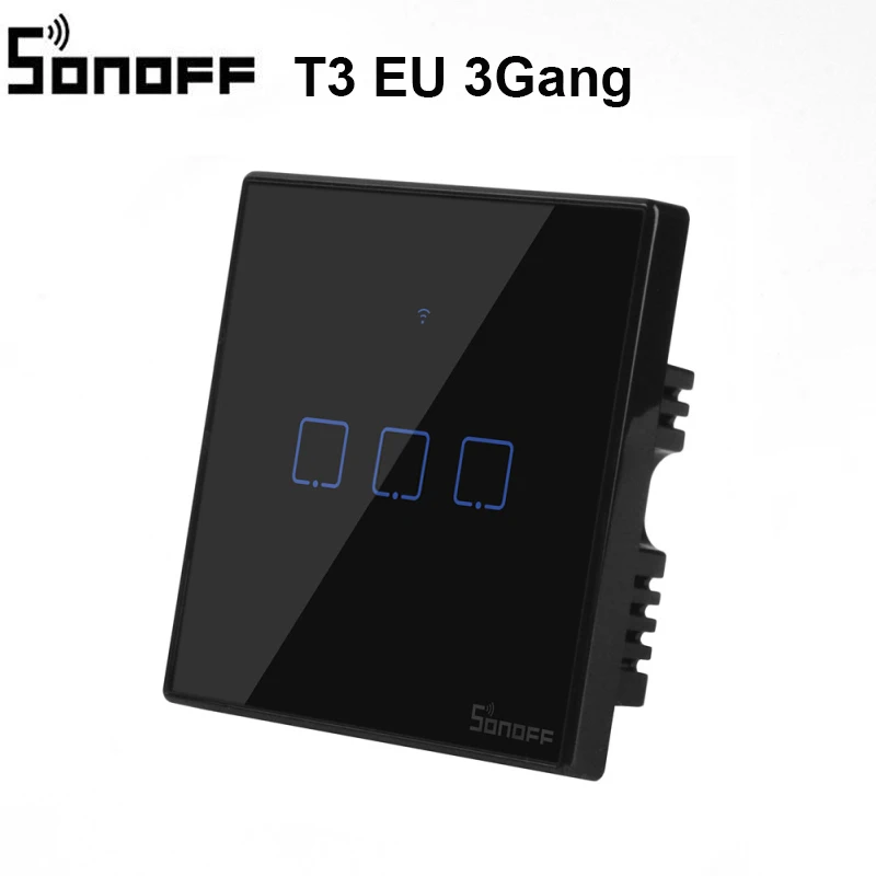 Интеллектуальный выключатель света Sonoff T3 T2EU 86 Размеры 1/2/3 серии TX 433 МГц RF Дистанционное управление переключатель Wi-Fi с границы ewelink Управление домашней автоматизации - Bundle: T3 EU 3Gang