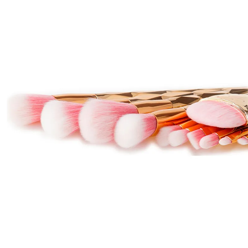 11 шт. Diamond Rose Gold набор кистей для макияжа рыбий хвост Русалка образный фундамент порошок Косметика Макияж Кисти Тени для век радужные кисточки комплект