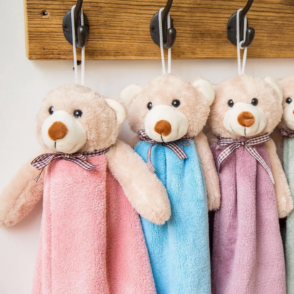 Hanging Hand Towel for Kids 1pc Soft Coral Velvet Cartoon Towel Absorbent Quick Dry Towel For Kitchen Bathroom Home Textile