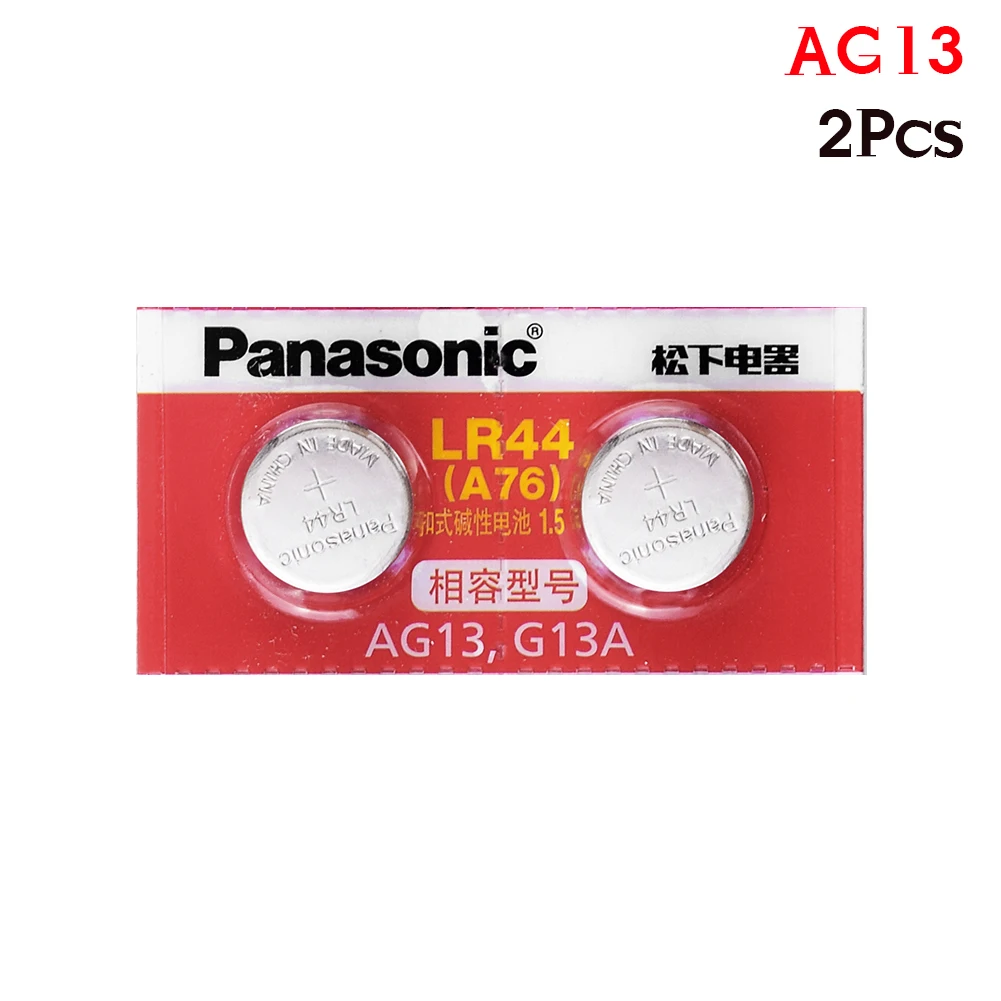 Panasonic 2 pc 1,5 V кнопочный элемент Батарея lr44 литиевая Миниатюрный элемент питания A76 AG13 G13A LR44 LR1154 357A SR44 100% оригинал
