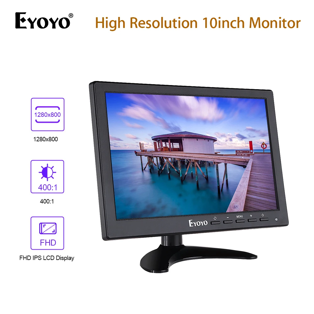Eyoyo 10 дюймов TFT светодиодный Аудио Видео VGA HDMl BNC USB HD монитор экран для DVR PC CCTV