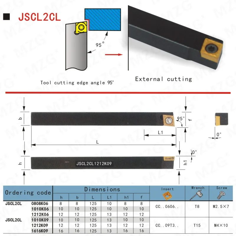 Держатели инструментов MZG JSCL2CL0808H06 8*8 12*12 обработка мелких деталей с ЧПУ перед