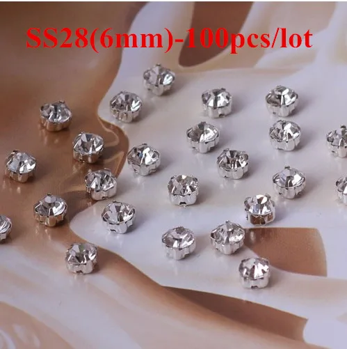 

SS28 6mm Clear Crystal Sew on Rhinestone Diamond Flatback Claw Rhinestones for Dresses Clothes Decoration Sewing Accessories S04