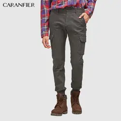 CARANFIER мужские штаны-карго темно-синие тактические брюки модные уличные Slim Fit мульти-карман стрейч хлопковые брюки мужские