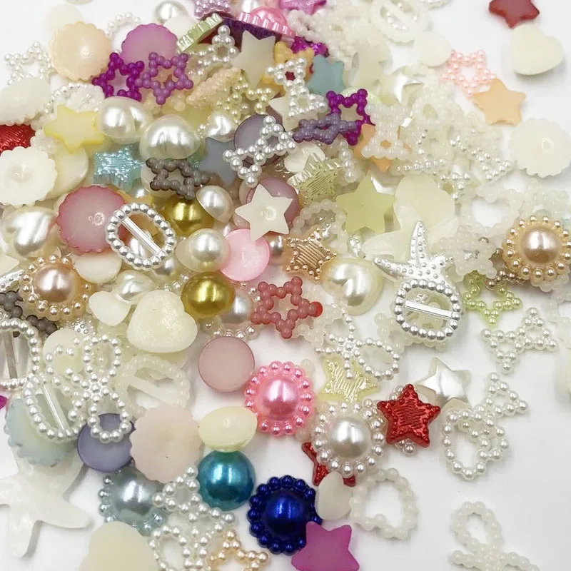 

10/50/100pcs Random 4-20mm Half Round Pearls Seastar Bow Rose Rhinestone Flat Back Pearls Bead Loose Beads Gem