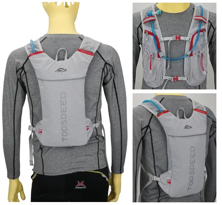 Рюкзаки для велосипедной езды на открытом воздухе, спортивные сумки для велосипеда, ранец марафона, рюкзаки, рюкзак для бега, походная сумка с сумкой для воды 2L - Цвет: Gray