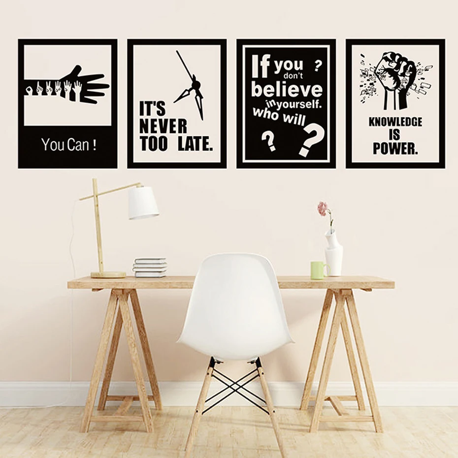 

New Inspiring Quotes Vinyl Wall Art Sticker Removable Mural Decals Poster for Office School Company for Living Room Home Decor