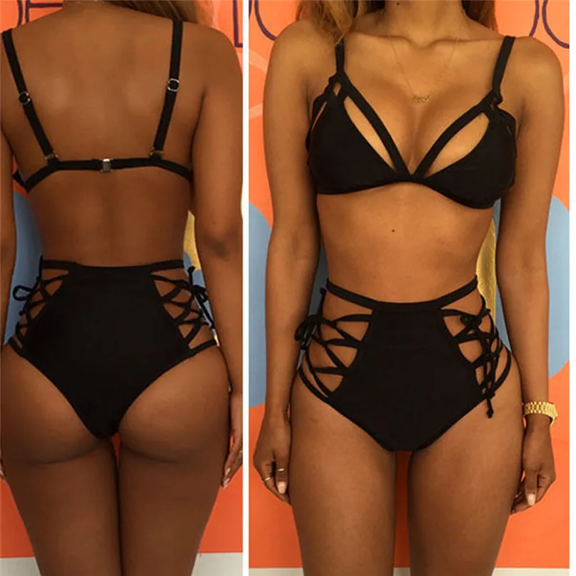 New Sexy Wire Free Bikinis Strips Bandage Women Swimwear Swimsuit Push Up Bikini Set Cutout Beach Bathing Suits Swim Wear #J20 (5)