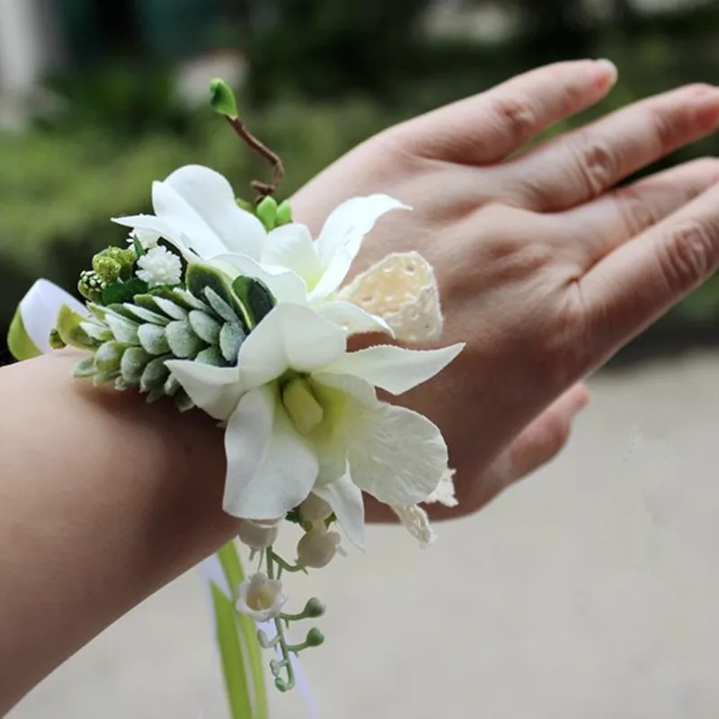 6 pec handmade wedding bride wrist corsage bride bridesmaid hand