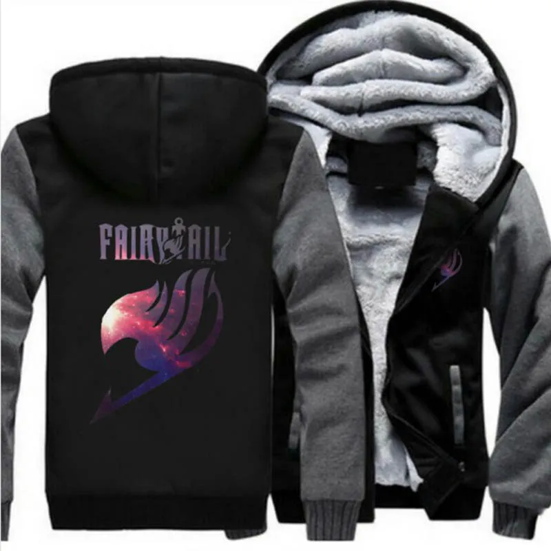 

Fairy Tail Print Cosplay Hoodies New Anime Coat Luminous Jacket Fashion Men Women Winter Zipper Hooded Sweatshirt USA Siz