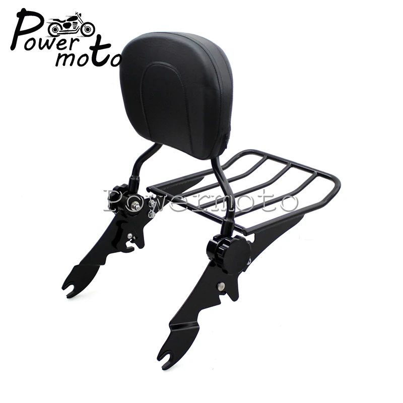 

For Harley Touring Road King Street Electra Glide Custom FLHR FLHT Black Motorcycle Detachable Sissy Bar Backrest Luggage Rack