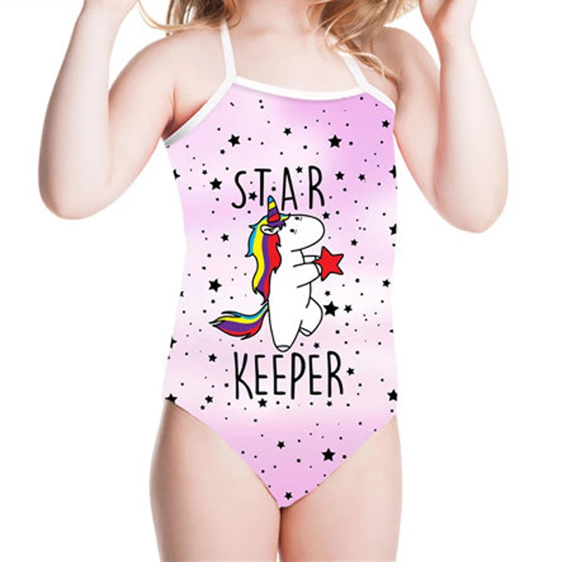 

THIKIN Custom Lovely Rainbow Unicorn Cartoon Printed One-piece Swimsuit for Children Sports Swimwear G Bathing Beachwear