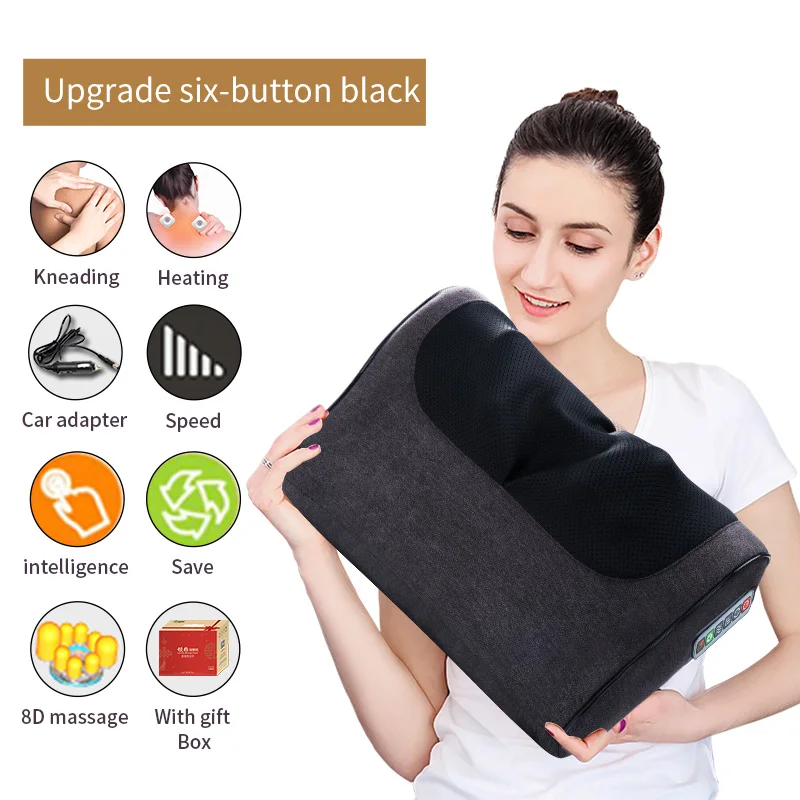 six-button black Инфракрасный обогрев шеи, плеча и спины. Электрическая подушка массажер для релаксации - Цвет: six-button black