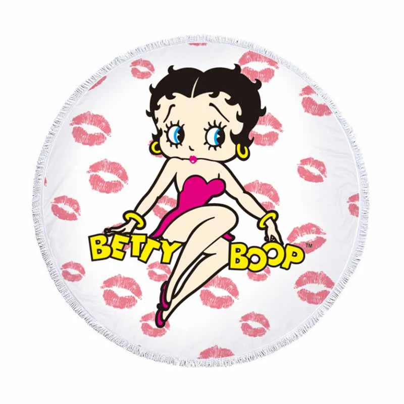 Betty Boop, круглое пляжное полотенце для взрослых, милое полотенце из микрофибры, s servitte de plage Toalla, одеяло с кисточками, гобелен, пляжный коврик - Цвет: color7