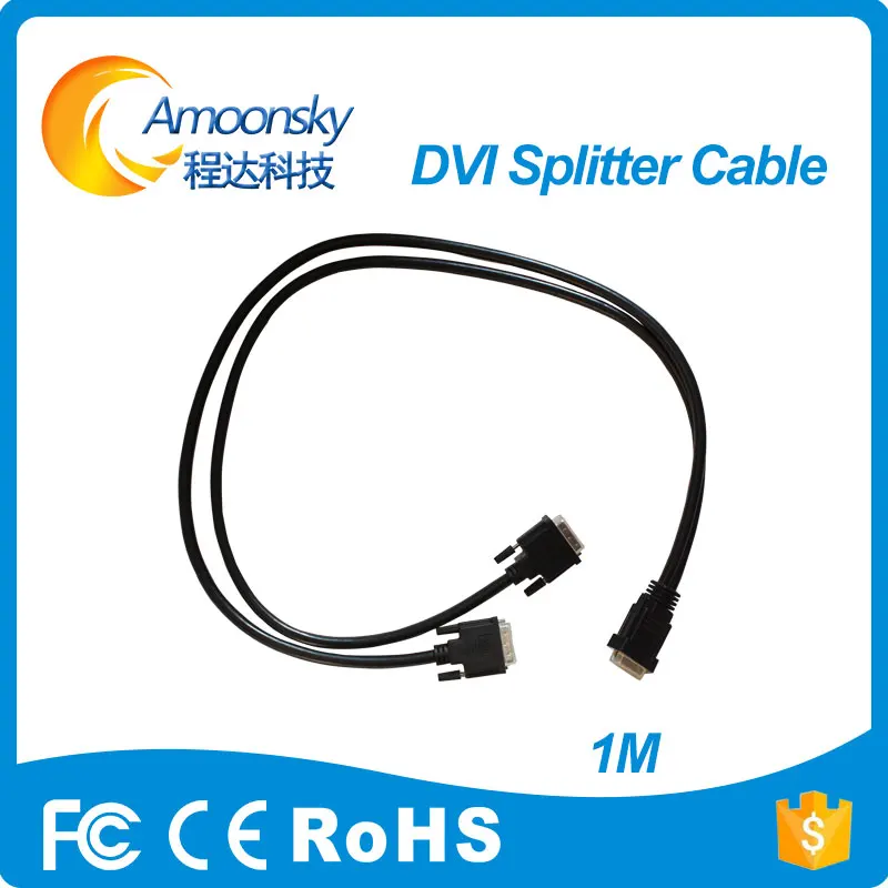 High Speed 1080P DVI Cable 1M Male-Male 1 DVI To Dual DVI Digital Video Monitor Cables for LED LCD DVD HDTV XBOX