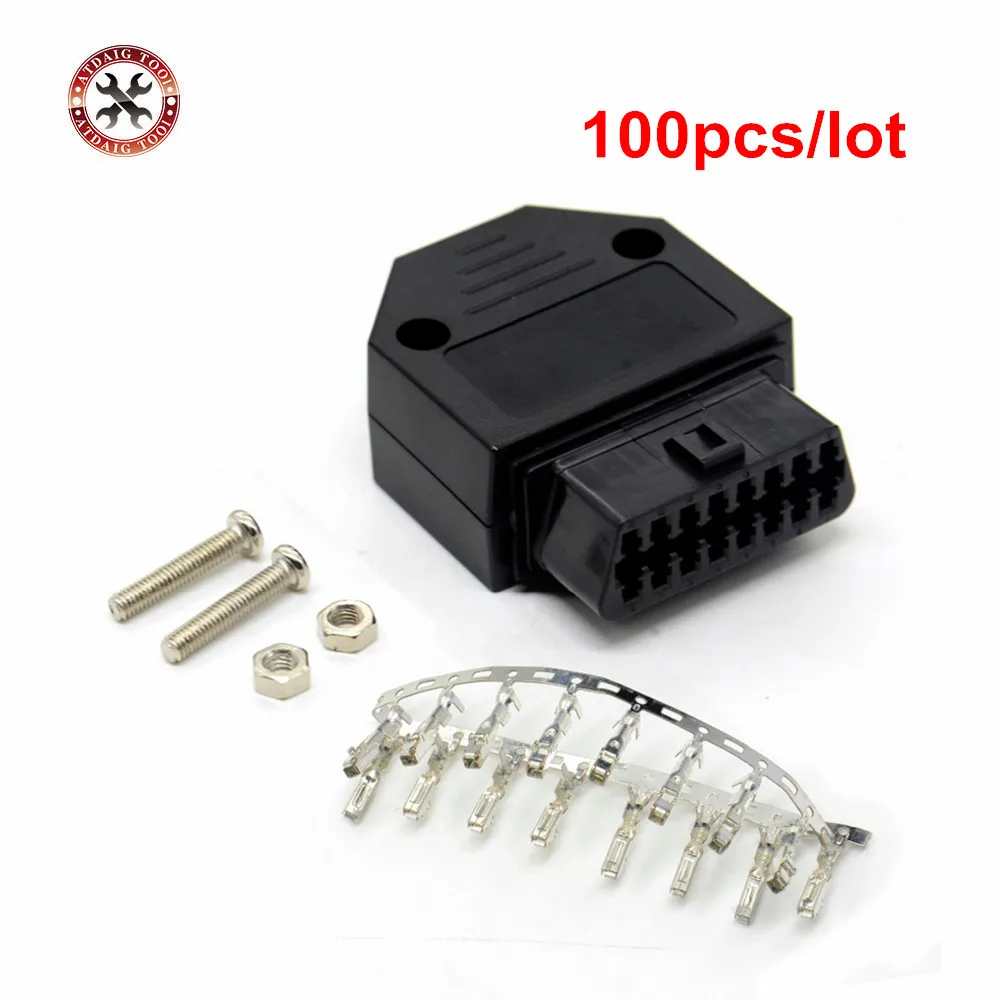 100 шт./лот OBD2 OBDII OBD 2 16 Pin гнездовой разъем Диагностический Инструмент Разъем +