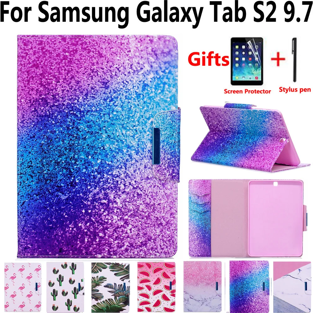 Чехол из искусственной кожи с мраморной росписью магнитом для Samsung Galaxy Tab S2 9 7 SM T810