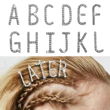 DIY Имя серебряный цвет 26 букв заколка для волос для женщин девочек комбинация хрустальные заколки шпильки