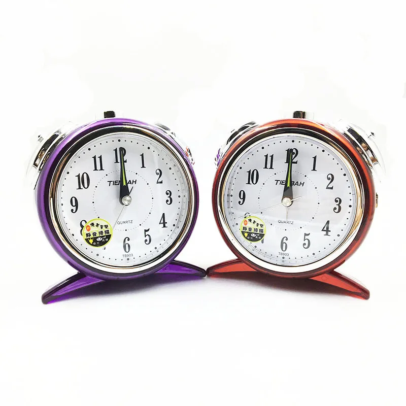 

New Arrival Classic Number Plastic Double Bell Silent Quartz Table Alarm Clock Traditional Table Non-Silent Drop Shipping