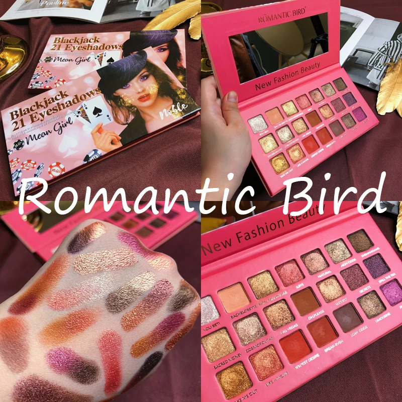 

21 Color Blackjack Eyeshadow Palette Shimmer Matte Pigmented Glitter Eyeshadow Pallette Waterproof Cosmetic Smoky Makeup Palette