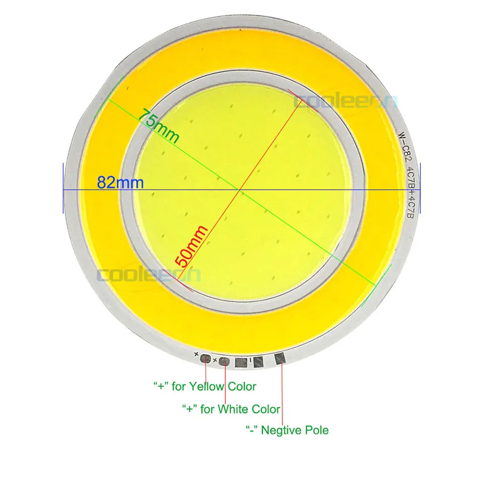 82mm Round Double Color 12V COB LED Light 5W +5W Yellow White Color DC12V Circular COB Lamp for DIY Car Decor Lighting LED Bulbs (1)