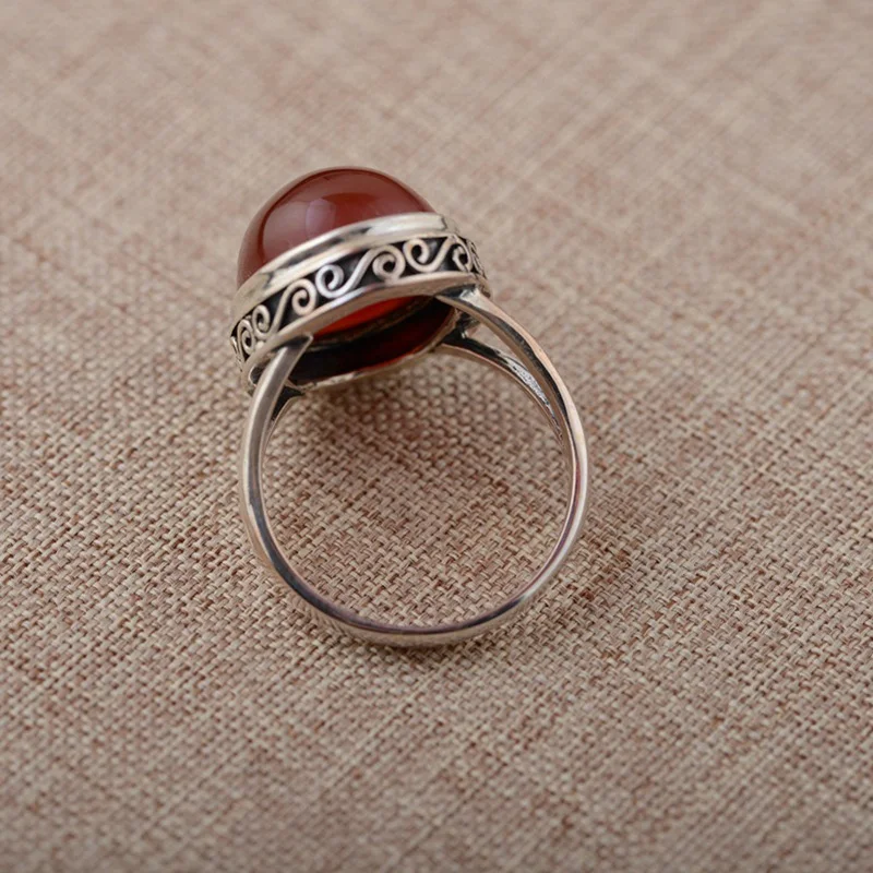 Настоящее твердое кольцо серебро 925 кольца с природный красный халцедон дизайнерские ювелирные изделия роскошные аксессуары для женщин ювелирные изделия