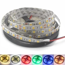 Tira de luz de led, tira de luzes led 12 v 24 v 5050 smd 60leds/m 5 m 12 v 24 v volt tira de luz led smd5050, luz de fundo à prova d' água sem fita da lâmpada