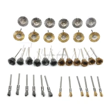 36 Unids Latón Cepillo De Alambre De Acero Ruedas de Pulido Set Kit de Herramienta Rotativa Dremel-B119
