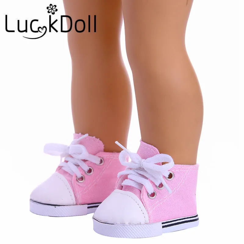 LUCKDOLL сплошной цвет холст обувь подходит 18 дюймов Американский 43 см Кукла одежда аксессуары, игрушки для девочек, поколение, подарок на день рождения