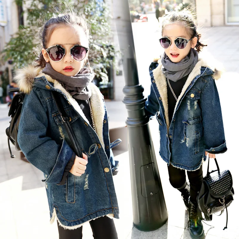 

Kids Coats Baby Girl Fashion Casual Solid Cowboy Outwear Children Winter Toddler Warn Cotton Jackets