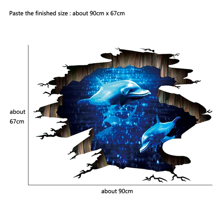 3D темно-синяя мечта Дельфин пол наклейка ванная комната гостиная пол украшение настенные наклейки домашний Декор наклейки обои