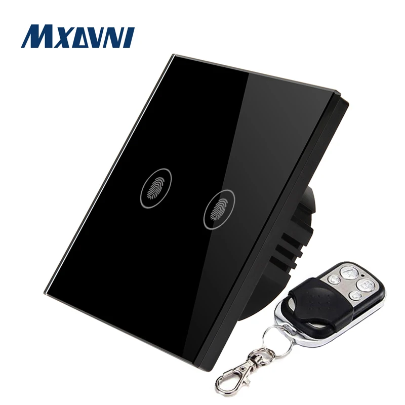 MXDVNI EU/UK standard remote control switch,2 Gang 1 Way, wall lamp remote control switch, with mini remote control