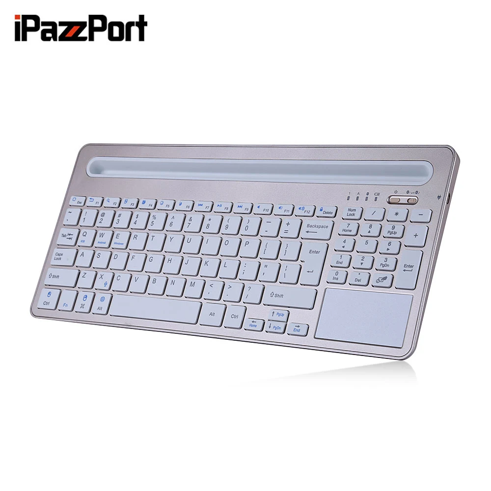 

IPazzPort 85BT Wireless Keyboard BT3.0 Tablet Holder Ultra-Slim Design 96 Keys For IOS Android Windows