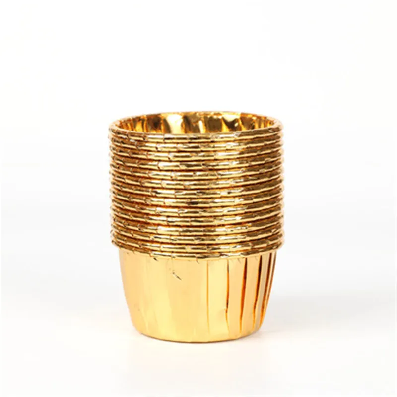 

50Pc Gold Double-side Aluminum-plated Muffin Cupcake Paper Cup Oilproof Cake Liner Baking Cup Party Caissettes Cupcake Wrapper