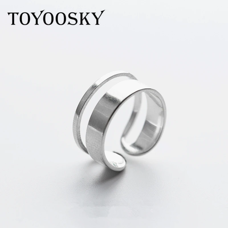 TOYOOSKY S925 New Design Open Finger Ring Punk Lovely Personality Multilayer Hollow Exaggerated Geometry Accessories