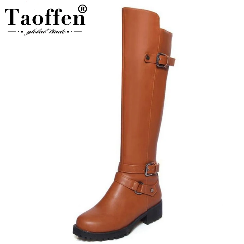 Taoffen/женские сапоги до колена теплая зимняя обувь женские мотоциклетные с