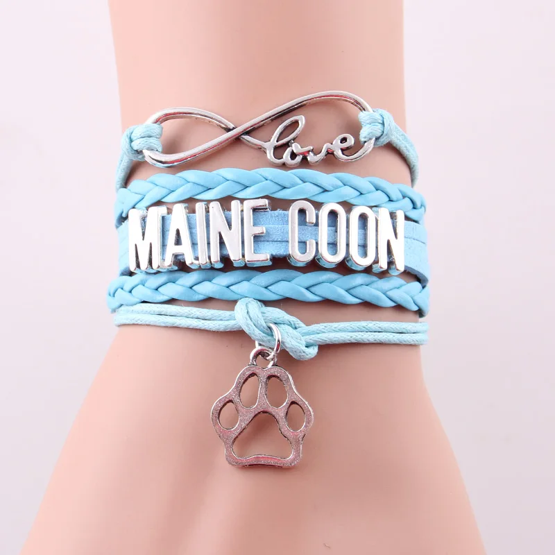 Браслет Litttle Minglou Infinity Love с изображением кошки Мейн енота мужские браслеты и