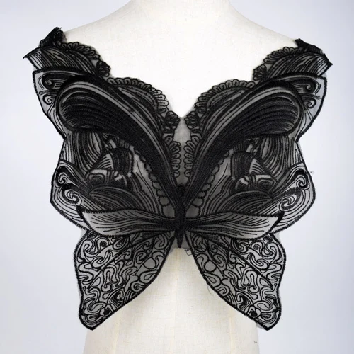Black Flower Leaf Embroidery Collar Venise Lace Flowers Neckline Collar Applique Trim and Lace fabric sewing supplies 5