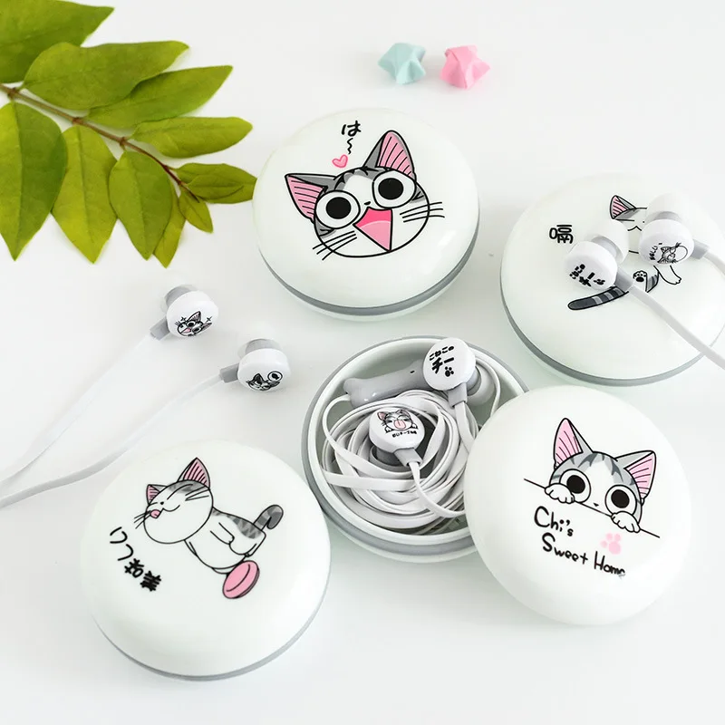 New Cute Cat Earphones 3 5mm in ear Stereo font b Headphone b font with Microphone