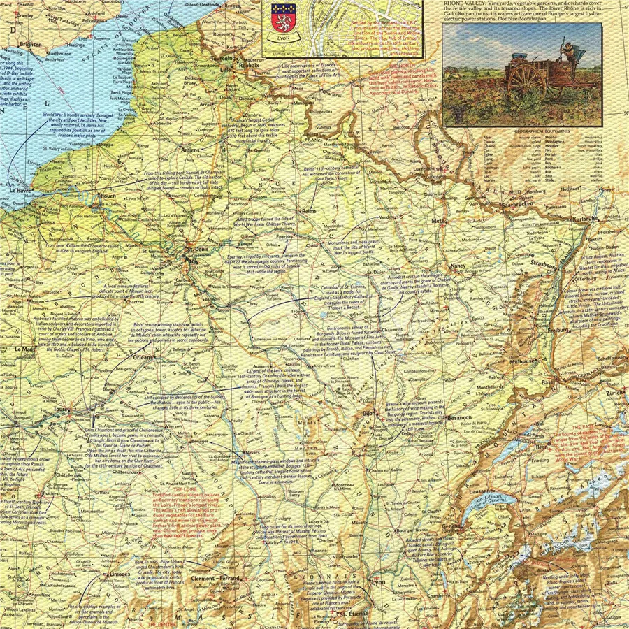 Винтажная Настенная картина с изображением карты Франции (1971)|wall poster|decorative
