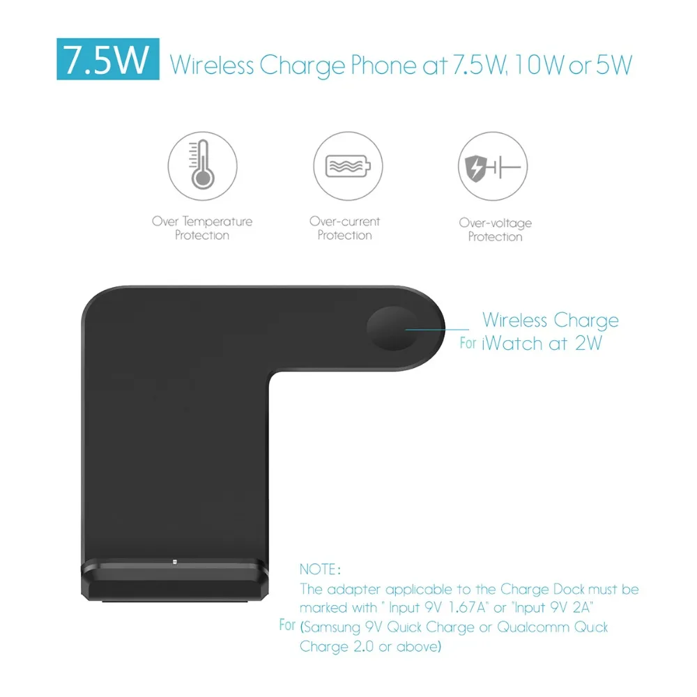 2 in 1 Wireless Charger for apple watch 2 3 4 Type C Port Fast Wireless Charging for iphone X 8 Plus Samsung S9 S8 note 8