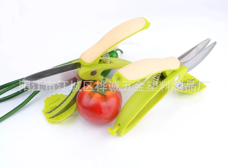 Горячие кухонные двухслойные салатные ножницы из нержавеющей стали
