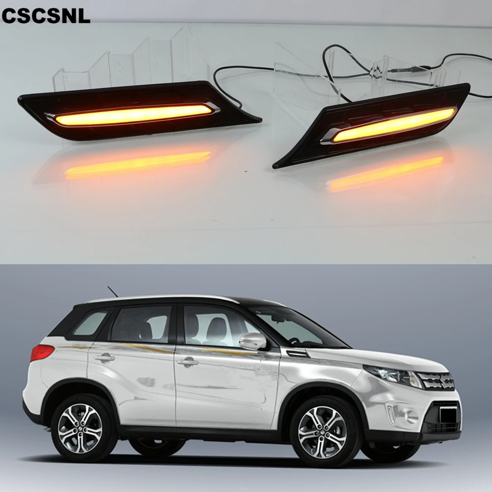 

CSCSNL 2PCS Car Fender Light For Suzuki Vitara 2015 2016 2017 2018 LED Daytime Running Light Turn Signal Lamp 12V DRL Side Bulb