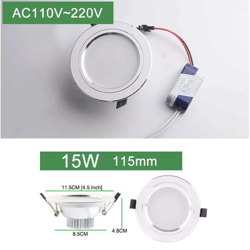 Kaguyahime светодиодный панельные утопленные светильники Высокий Яркий 3W 5W 10W 15W AC 220V 110V Круглая Панель-лампа освещение для - Испускаемый цвет: 15W With Driver