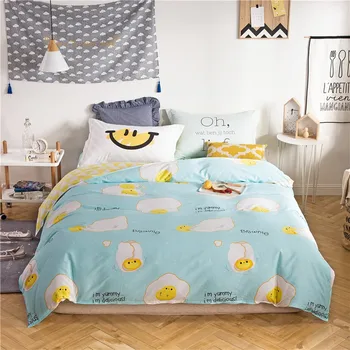 

Poached Egg Pattern Cartoon Home Textile Bedding Set Bed Cover Bed Sheet Duvet Cover Pillowcase Bed Linen Bedclothes Queen