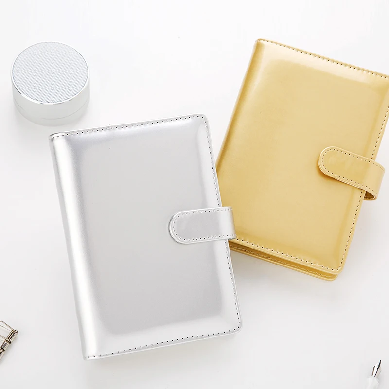 

Daily Planner Cagie Ring Binder A6 Notebook Gold Silver Leather Spiral Travelers Diary Sketchbook Retro Filofax Agenda 2018