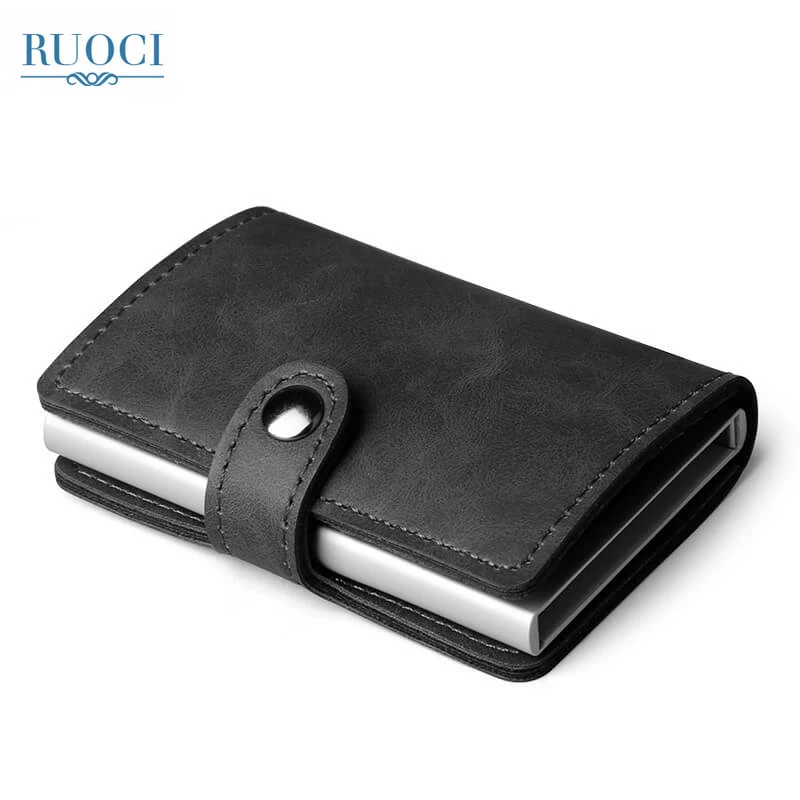 RUOCI из натуральной кожи Hasp Rfid Блокировка Кошелек Для мужчин RFID Алюминий унисекс