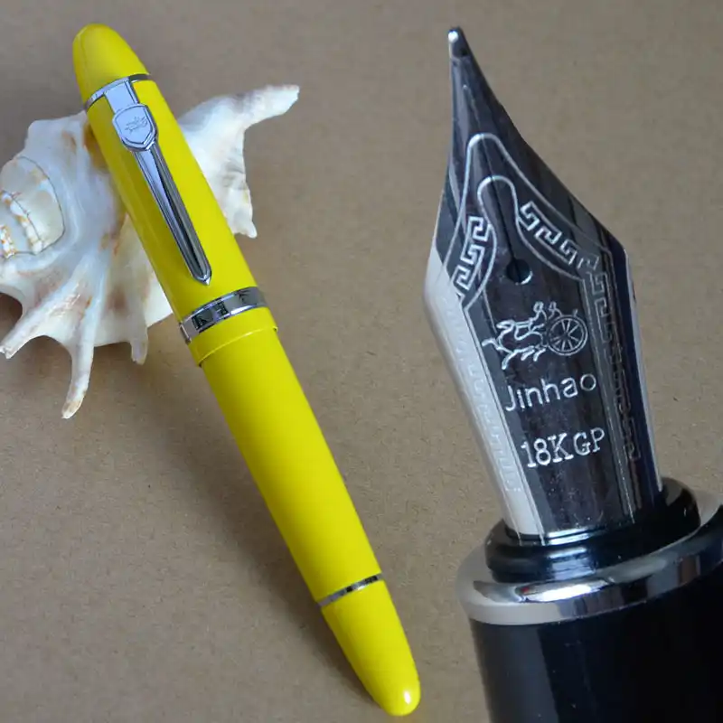 JINHAO 159 желтое и серебряное среднее перо с широким основанием авторучка черный